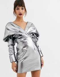 ASOS EDITION extreme shoulder metallic cocktail dress   ASOS at Asos